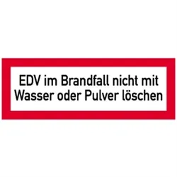 Aufkleber EDV im Brandfall nicht mit Wasser oder Pulver löschen, Folie, 297x105 mm