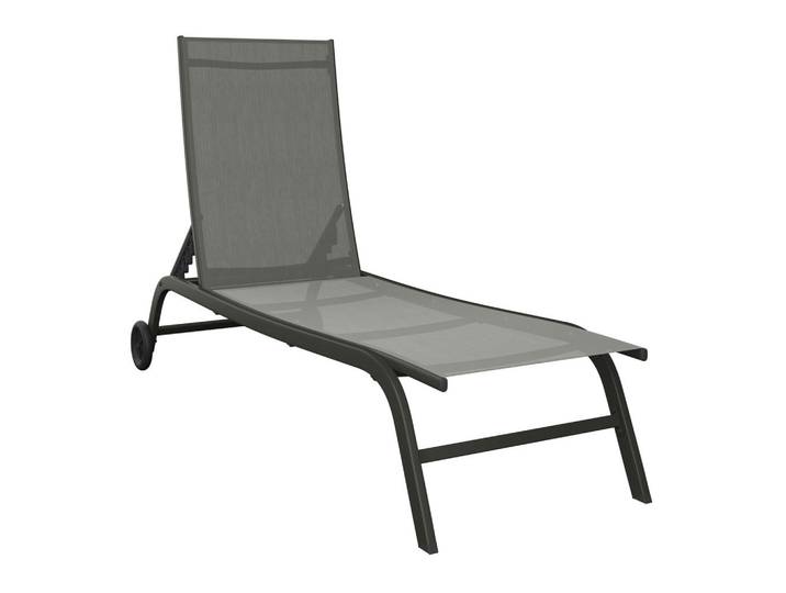Ambia Garden Gartenliege, Grau, Metall, 192x60x93 cm, Räder am Kopfende, Rückenlehne verstellbar, Gartenmöbel, Gartenliegen, Sonnenliegen