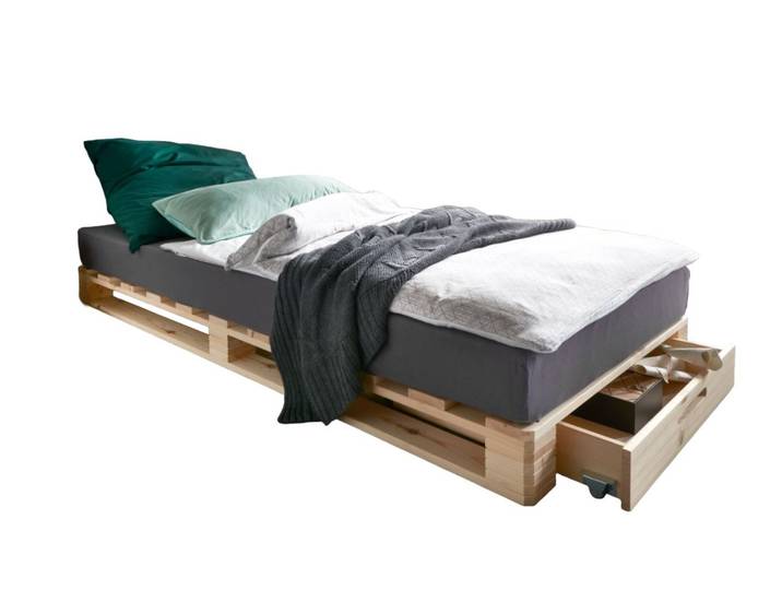 Wohnglücklich Palettenbett Mia (Massivholzbett, schlicht, platzsparend, robust)