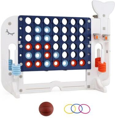 Costway Giant 4-to-Score Game Set Jumbo Connect Four Game with Ring-toss-Navy