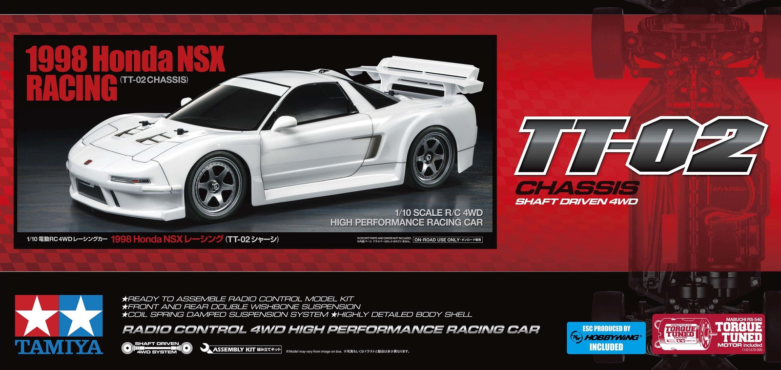 Tamiya 1:10 Honda NSX 1998 RC modelauto TT-02 4WD bouwdoos