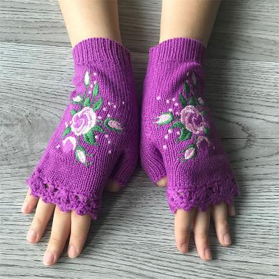 LightInthebox Women's 1 Pair Half Finger / Winter Gloves / Knitted Gloves Streetwear / Outdoor Gloves - Print / Flower