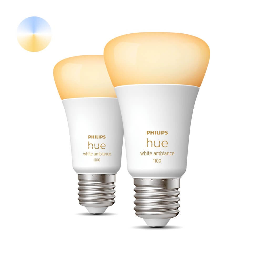 Philips Hue White Ambiance LED lamp set van 2, E27, 11W, dimbaar