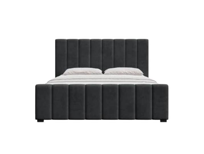 Chilly. Möbel Design Bett Noelle - Gemütliches Polsterbett mit Bettkasten, Lattenrost und Kopfteil - 200x200 cm - Metallrahmen - Samt Schwarz