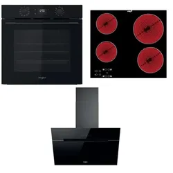 Whirlpool Backofen OMK58CU1SB + Kochfeld AKT8090NE + Haube WHVP62FLTSK