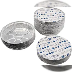Set von 100 Aluminiumschalen mit Deckel für Lebensmittel, Einweg, 850 ml - Perfekte Verpackung für Grillfeste, Transport von Lebensmitteln
