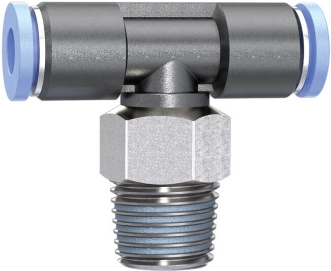 Riegler Raccord T à emboîtement « Série bleue » mini, pivotant, R 1/8, 132.018-6M (132.018-6M)