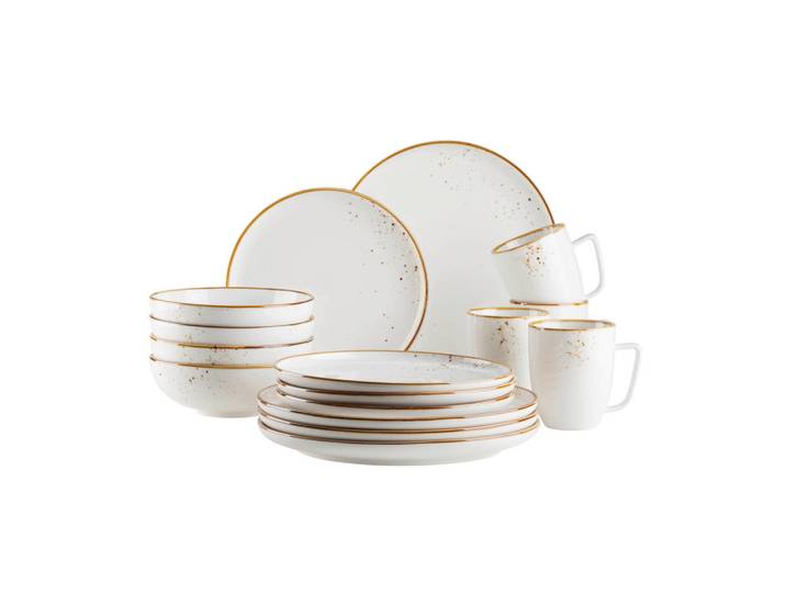 Mäser Kombiservice, Braun, Weiß, Keramik, 16-teilig, 360 ml, Essen & Trinken, Geschirr, Geschirr-Sets, Kombiservice