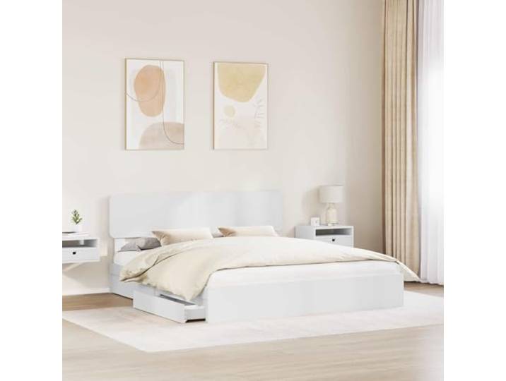 KTHLBRH Bettkasten Weiß 180 x 200 cm Holz Schiebetüren, minimalistisches Design, robuste Struktur, perfekt für moderne Räume