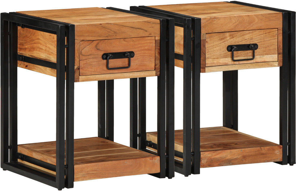 Trent Austin Design Bedside Cabinets Set Of 2 Brown Solid Acacia Wood Brown 50cm H X 40cm W X 40cm D