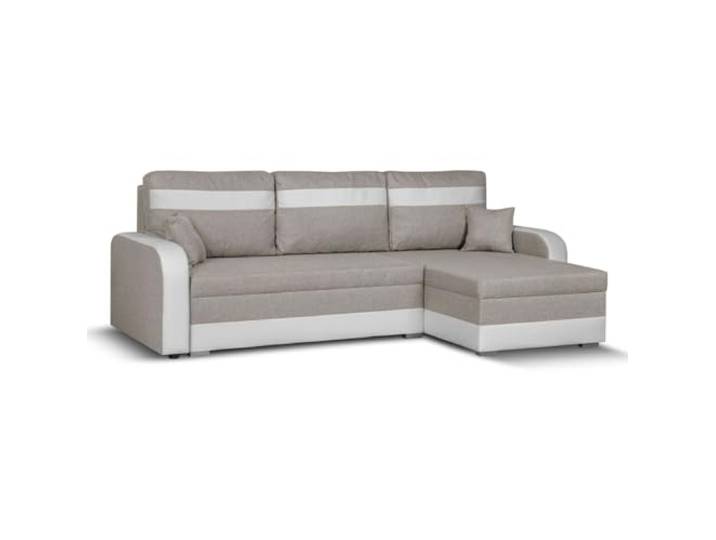 SENTO TRADE Ecksofa mit Schlaffunktion, Bettkasten, L-Form Eckcouch, Schlafsofa, Bonellfederkern, CONDI (beige-weiß)