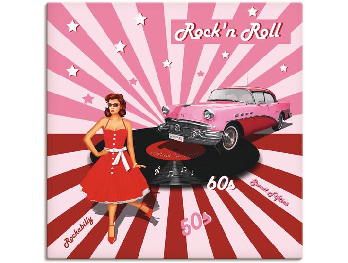 Wandbild ARTLAND Rock'n Roll die 50er Jahre , pink (farbe bild(er): pink), B:40cm H:40cm, Bilder, Wandbild, als Alubild, Leinwandbild in verschied. Grössen