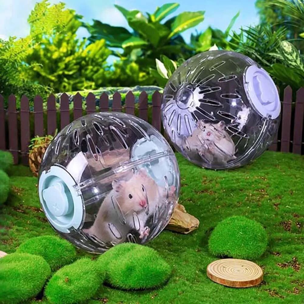 INF Hamster Laufrad Laufball – Sicherer und transparenter Trainingsball für kleine Haustiere S Weiß
