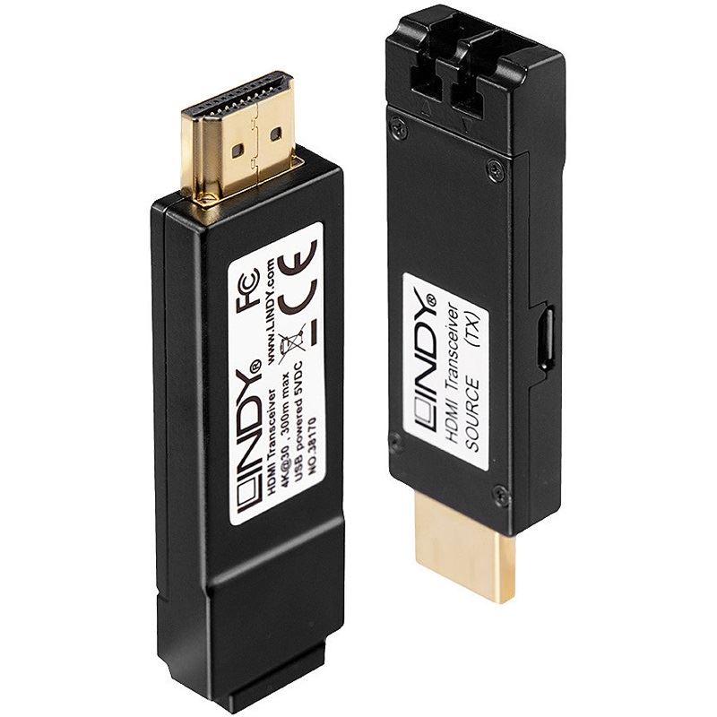 Lindy HDMI Extend Transceiver 4K LWL 300m Duplex LC Multi 50Ám OM3