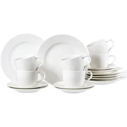 Ritzenhoff & Breker, Geschirrset, Kaffeeset Saphir 18-tlg., Geschirr-Set, Porzellan, Weiss, 436525 (18 Stk.)