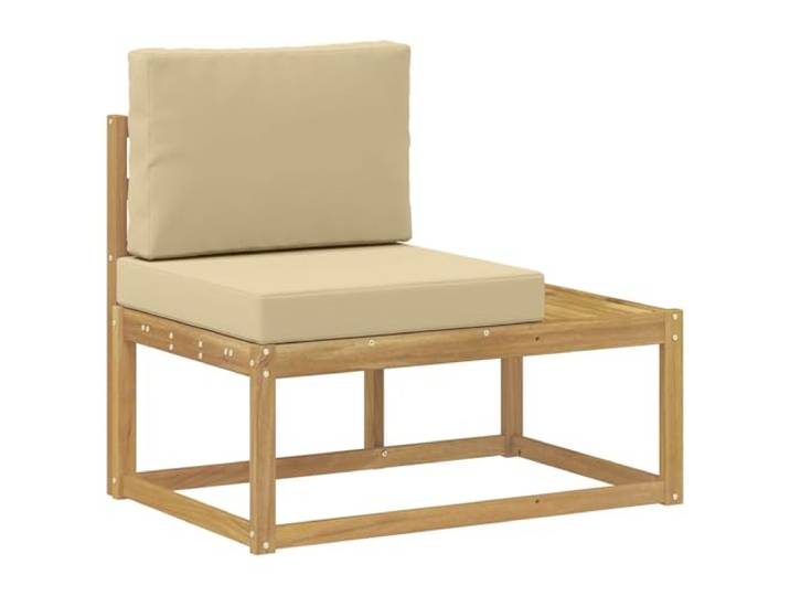 Coespram Outdoor Endsofa Massivholz Akazie Sofamodul Weiß 91x63x73 cm Flexibles Eckelement aus Akazienholz mit Polstern für Balkon, Lounge und Terrassen. Belastbar bis 110 kg pro Sitzplatz.