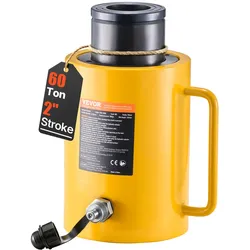 VEVOR Hydraulischer Zylinderheber 60 t mit 50 mm Hub Hydraulikzylinder für Karosserie- und Rahmenwerkstätten, kompakter Zylinderheber für Enge Arbeitsbereiche, mit Schnellkupplung und Staubschutz