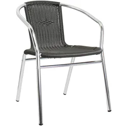 pemora Bistrostuhl Terrassenstuhl Balkonstuhl Aluminium Stapelstuhl Outdoor Geflecht aus Neoprofil KIR anthrazit
