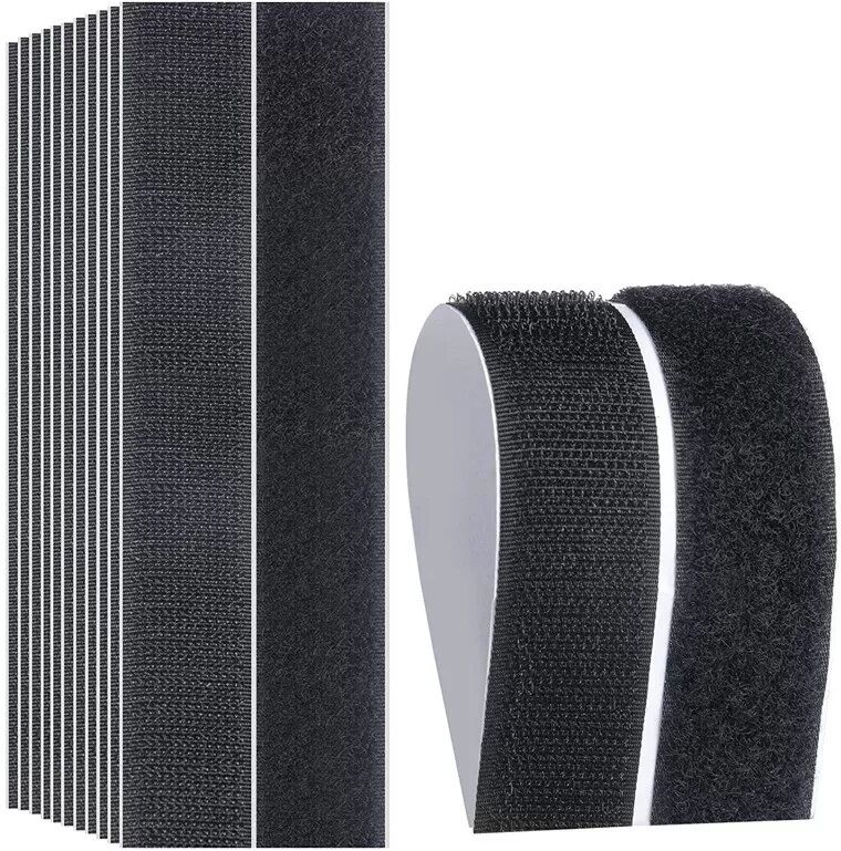 INF Selbstklebendes Klettband – 50 Paare, Stark haftende Rückseite Schwarz