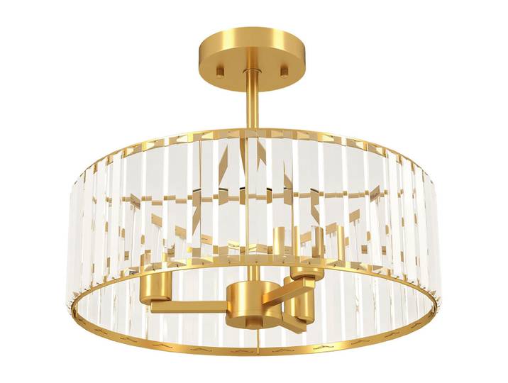 Homcom Deckenleuchte Metall Kristall Gold, Goldfarben, E14, 39x32x39 cm, Lampen & Leuchten, LED Beleuchtung, LED-Deckenleuchten