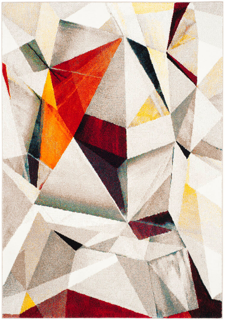 Ivy Bronx Geometric Shapes Area Rug Light Grey / Orange Square 160 cm