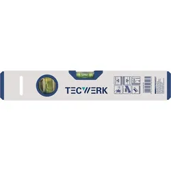 TECWERK Wasserwaage 200 cm Aluminium silber ± 0,5 mm/m gefräste Messfläche