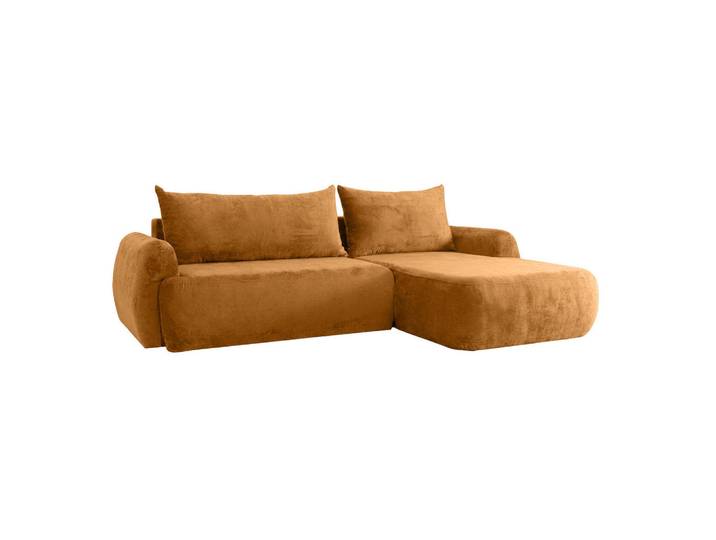 Kaiser Möbel Ecksofa Mit Schlaffunktion Und Bettkasten, Chenille-Stoff Perfecto, Honigfarbe, Rechts, Hela II, Holz, L-Form, 280x184 cm, Wohnzimmer, Sofas & Couches, Wohnlandschaften, Ecksofas