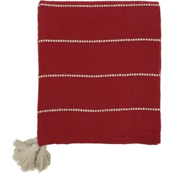 Chic Antique Aix Plaid Decke aus Baumwoll-Garnüberschuss, Weihnachtlich, 150 x 130 cm - Kirschrot
