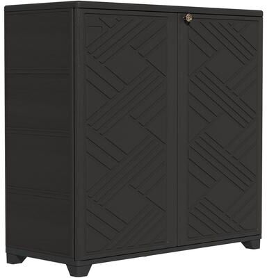 / 33.5 In Outdoor Storage Cabinet, Patio Shed for Brooms, Trash Bins, Gardening Tools, Pool Supplies,Household Organization