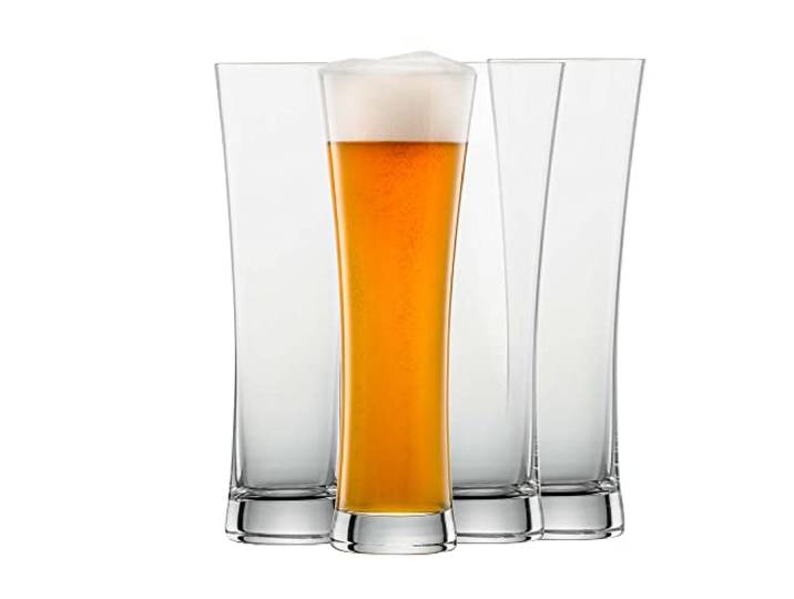 SCHOTT ZWIESEL Weizenbierglas Beer Basic 0,5 l (4er-Set), geradlinige Weizengläser für Weizenbier, spülmaschinenfeste Tritan-Kristallgläser, Made in Germany (Art.-Nr. 130007)