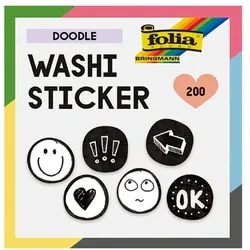 folia 200er-Pack Washi Sticker »DOODLES« mehrfarbig