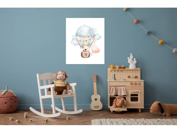 Bild mit Rahmen LÜTTENHÜTT oder Poster, Koala mit Herz im Heissluftballon , bunt (farbe bild(er): bunt), B:50cm H:70cm T:0,2cm, Papier, Bilder, Bild mit Rahmen, HD Premium Druck