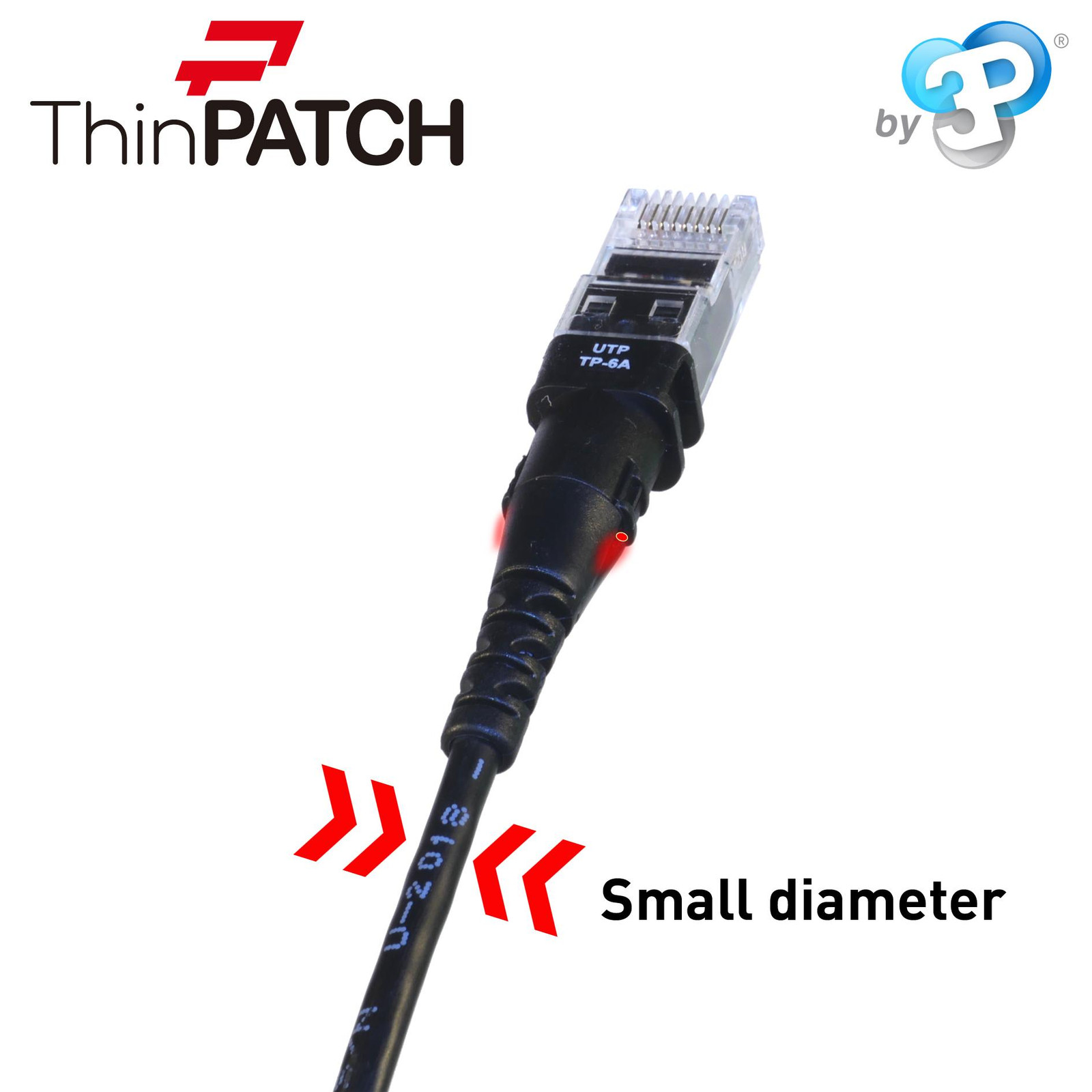 PatchSee Patchkabel TP-6A-U/3 Cat6a F/UTP RJ-45 naar RJ-45 - 0,9 meter - Zwart