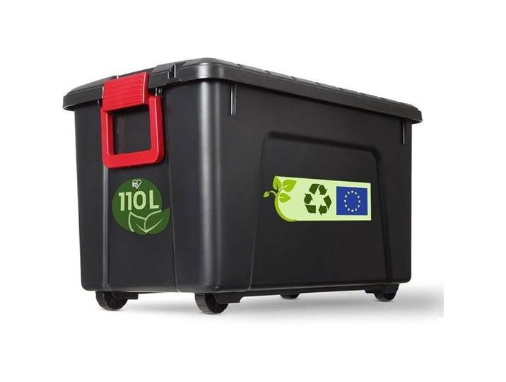 Malle Boîte de rangement plastique avec Couvercle et Clips de fermeture 110L A l'unité Empilable L44.5 x P75 x H45 Garage