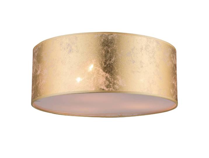 Plafonnier Amy I Ø 40cm Blanc/Doré Tissu LED E14