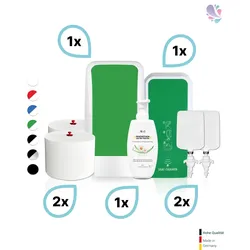KOMPLETT-SET Toilettenkabine: Toilettenpapierspender + SENSOR Sitzreinigung + Reinigungsschaum + Füllmittel
