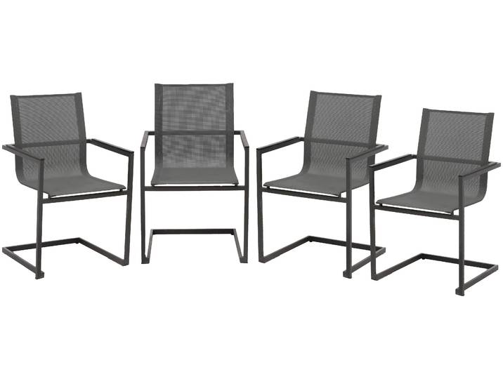 Freischwinger GARDEN PLEASURE SOPHIA , grau (grau, grau), B:59cm T:56cm, Edelstahl pulverbeschichtet / Kunststoffgewebe, grau, Stühle, Freischwinger, maximale Belastbarkeit 100 Kg