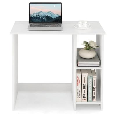 Helloshop26 - Schreibtisch mit minimalistischem Bücherregal 80 x 40 x 73,5 cm praktisch und stabil aus weißer Spanplatte 20_0010838