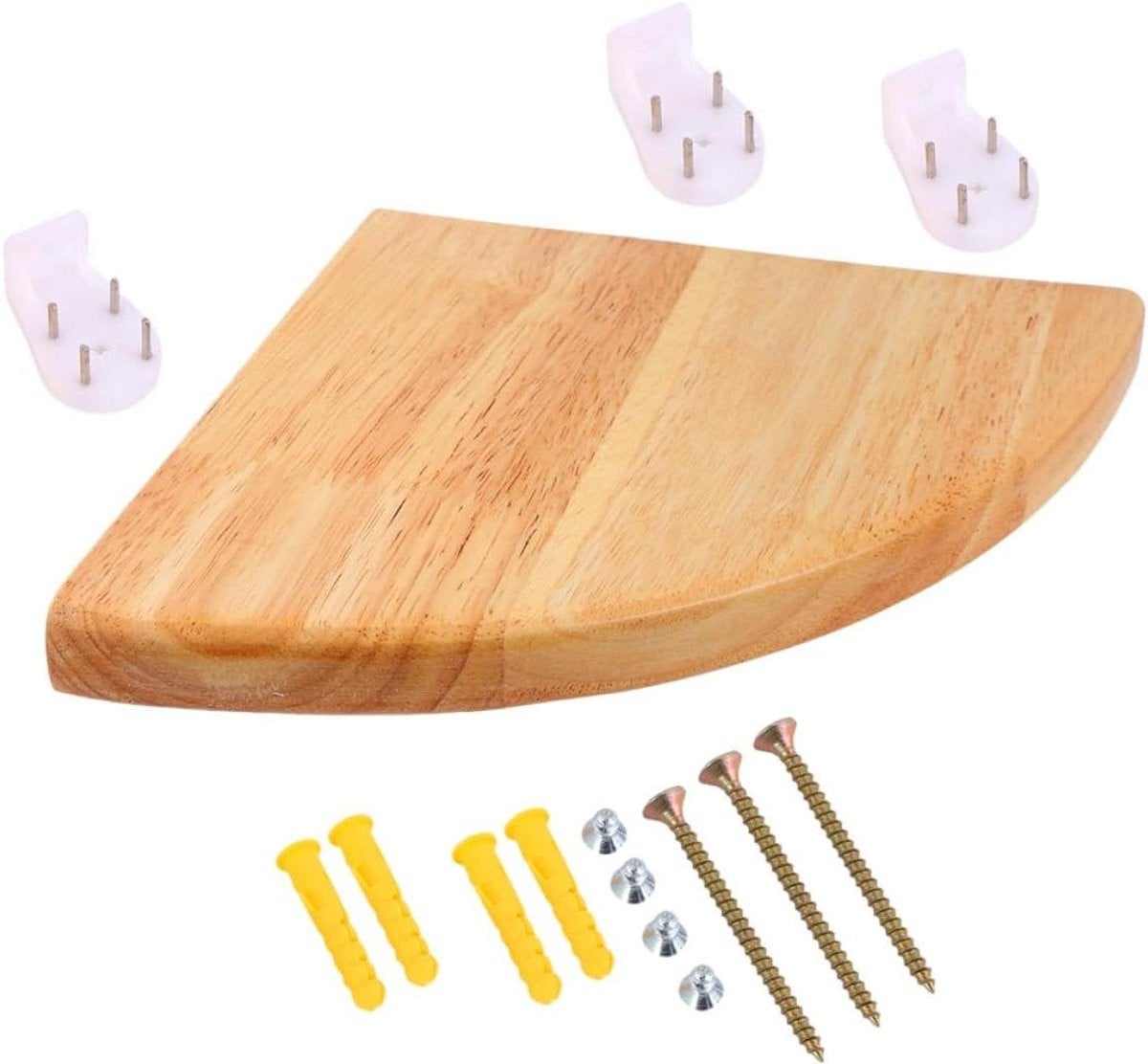 Waterdichte houten hoekplank wandrek in houtkleur voor de woonkamer, keuken of badkamer