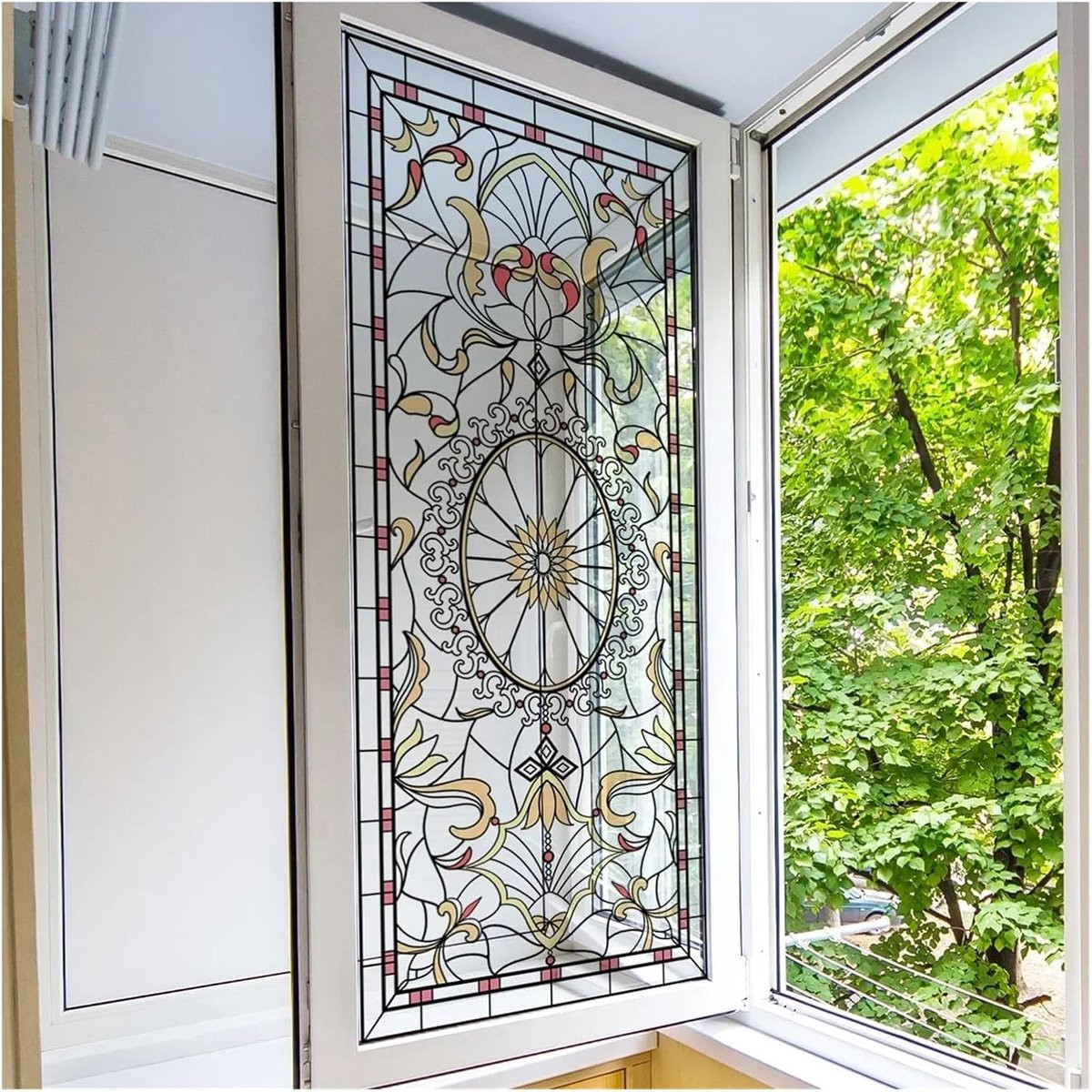 Raam Privacy Film 3D Glas-in-lood Decoratieve Vinyl Stickers, 40 x 100 cm