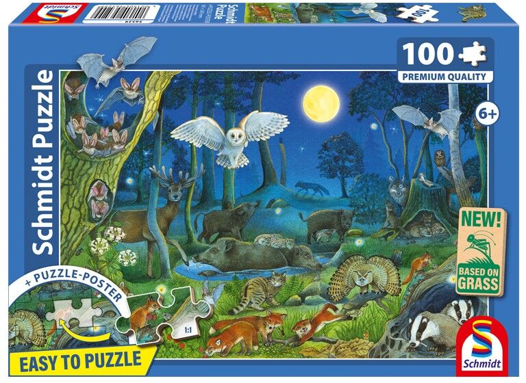 Puzzle 100 pcs Animaux de la forêt la nuit - Schmidt