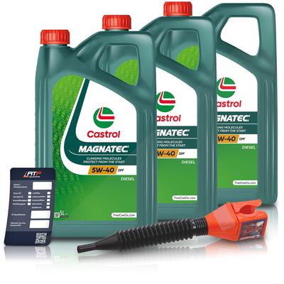 Castrol 15 L Magnatec 5W-40 DPF + Ölwechsel-Anhänger + Einfülltrichter [Hersteller-Nr. 15F913]