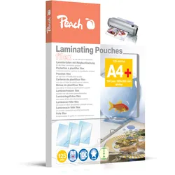Peach Laminierfolie A4 | 125 mic | 100 St. | abheftbar | zum praktischen Abheften im Ordner | geeignet für alle Laminiergeräte | S-PP525-21