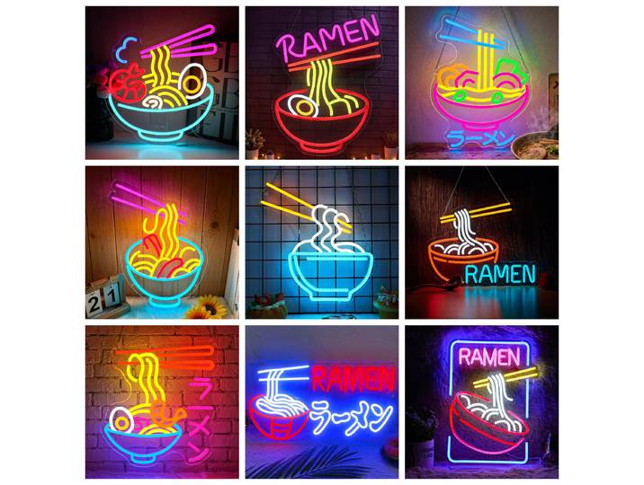 Enseigne néon LED Ramen, motif bol de nouilles japonais, pour la décoration de restaurants de ramen, salles d'anime et cuisines