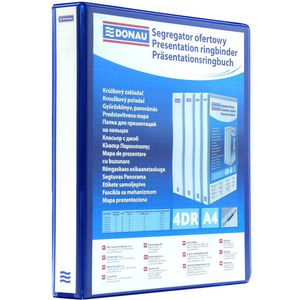 DONAU Präsentationsringbuch 2788404PL-10, A4, 4 Ringe, Ø 40mm, aus PP, blau, 3 Außentaschen
