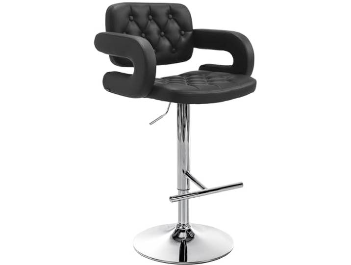 CLP Barhocker Dublin Mit Kunstleder-Bezug I Höhenverstellbar Farbe schwarz Gestell Farbe Chrom