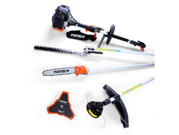 FUXTEC FX-MT152 Benzine Multitool 4-in-1 – Bosmaaier\, Heggenschaar\, Kettingzaag & Stokzaag – 52cc 2-takt – Inclusief draaggordel
