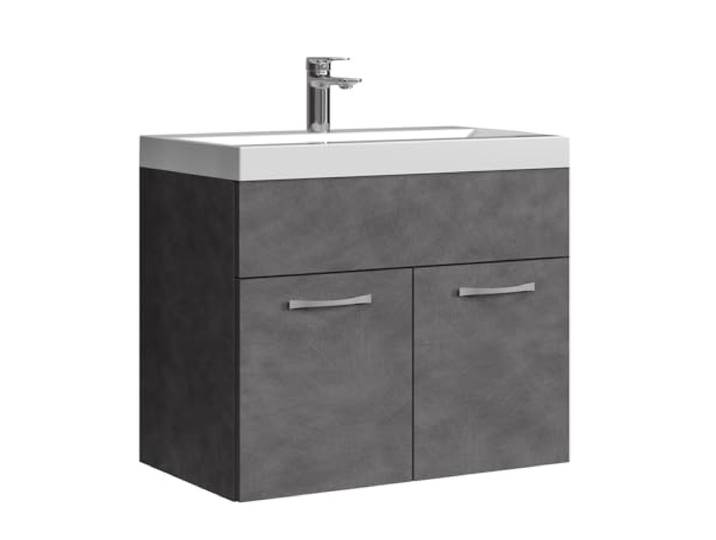 Badplaats Badmöbel Set mit Waschbecken und Unterschrank Montreal 01 60 x 35 cm Dunkel Grau - Waschbeckenunterschrank mit Waschbecken