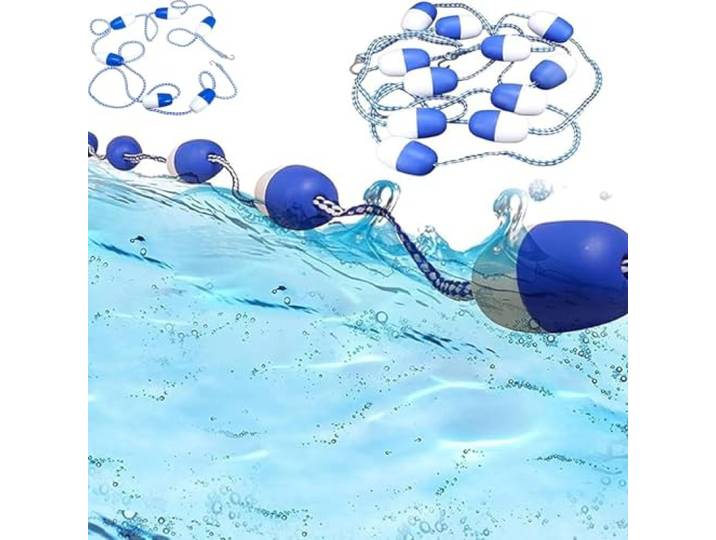 Pealihuy Verstellbare Schwimmbahntrennleine mit Haken zur Abtrennung von Schwimmbahnen, blau-weiß, 90 Fuß (ca. 27,4 m)