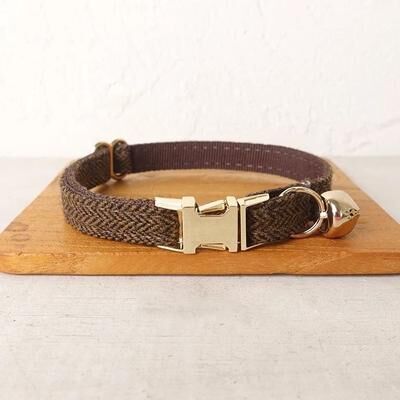 Uplifted Finds Customized Velvet Pet ID Collar With Bowknot & Bell brown s